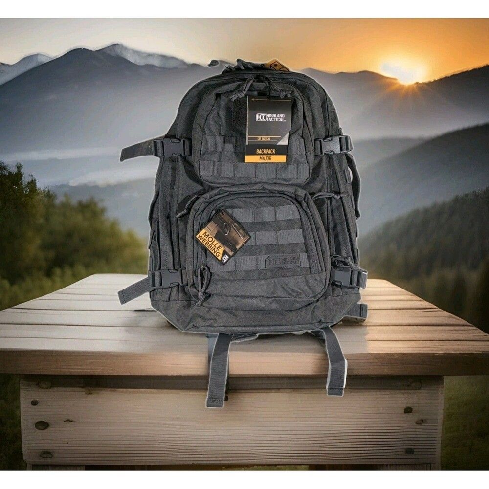 Highland Tactical MAJOR MOLLE Backpack Hydration Compatible Charcoal Gray NWT